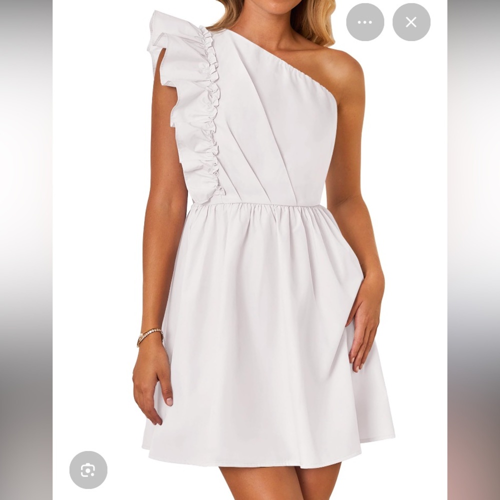 Elegant One Shoulder Ruffle Dress in White